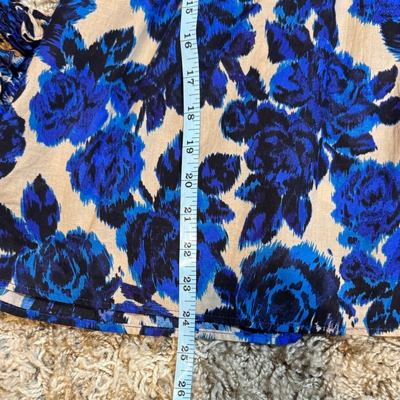 Olivaceous Blue & Black Cotton Floral Boho Blouse size Large - Picture 15 of 16